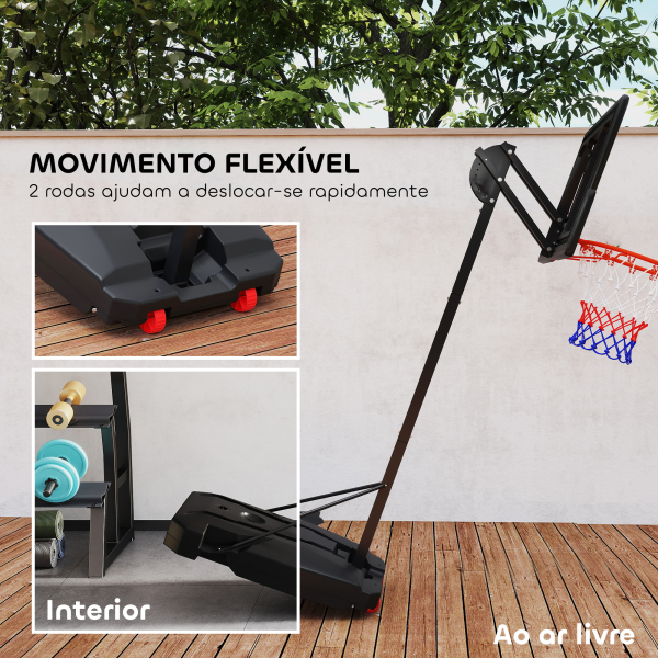 AIYAPLAY Tabela de Basquetebol para Crianças com Altura Ajustável de 200 a 260 cm com Saco de Pesos Vermelho e Preto - Image 6