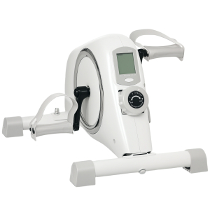 SPORTNOW Mini Bicicleta Estática com Resistência Magnética de 8 Níveis Ecrã LCD e Pedais Antiderrapantes para Exercitar Braços e Pernas 48x43x31 cm Branco