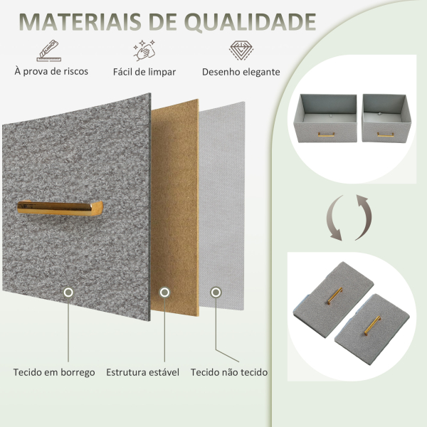HOMCOM Cómoda com 8 Gavetas Estofada em Borreguito com Estação de Carga Porta USB Tipo-C e Estrutura de Aço 110x30x76 cm Cinzento - Image 7