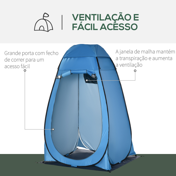 Outsunny Tenda de Duche Tenda de Privacidade Portátil com 1 Gancho Bolso Bolsa de Transporte e UV20+ 126x124x189 cm Azul - Image 4
