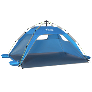 Outsunny Tenda de Praia Dobrável Tenda de Praia Pop-up 1-2 Pessoas com 2 Portas 2 Janelas e Bolsa de Transporte 220x173x120 cm Azul
