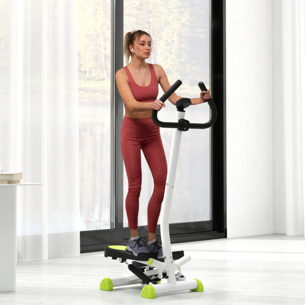 HOMCOM Máquina de Step Stepper Fitness em Casa com Tela LCD Alça e Pedais Antiderrapantes para Ginásio 55x44x108 cm Branco - Image 2