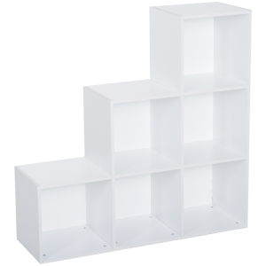 HOMCOM Estante em Forma de Escada Estante de Armazenamento com 6 Cubos Estante de Exposição 91,5x29,5x91,5cm Branco