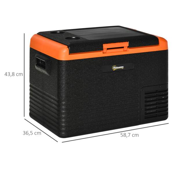 Outsunny Geleira Portátil Elétrica 40L 12V/24V até -20°C Mini Geleira com Ecrã LED Tátil para Campismo Viagens 58,7x36,5x43,8 cm Preto - Image 3