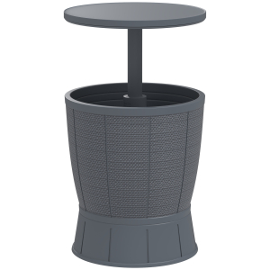 Outsunny Mesa Geladeira para Exterior 41L 3 em 1 Mesa Refrigeradora com Altura Ajustável 58-84 cm para Cubos de Gelo Ø49x58-84 cm Cinza