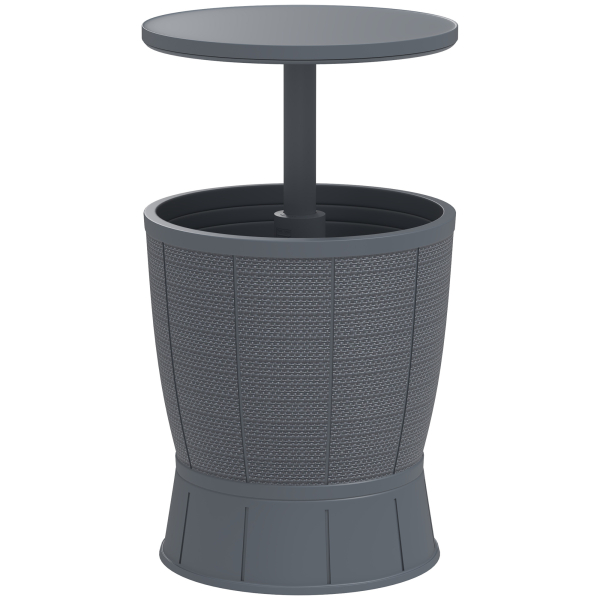 Outsunny Mesa Geladeira para Exterior 41L 3 em 1 Mesa Refrigeradora com Altura Ajustável 58-84 cm para Cubos de Gelo Ø49x58-84 cm Cinza