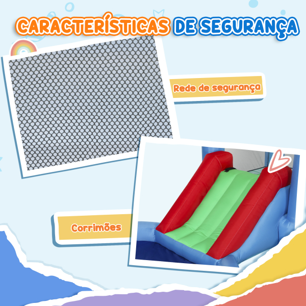 AIYAPLAY Castelo Insuflável 4 em 1 para Crianças com Escorrega Piscina de Bolas Cesto e Saco de Transporte 415x205x190 cm Multicor - Image 6