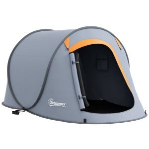 Outsunny Tenda de Campismo para 2-3 Pessoas Impermeável de 2000 mm com Bolsa de Transporte para Pesca 245x148x105 cm Cinzento