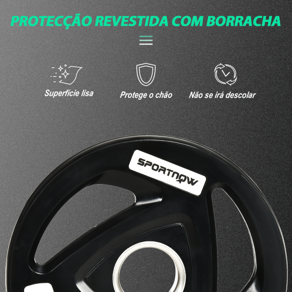 SPORTNOW Conjunto de 2 Discos de Pesos Olimpicos 5kg Ferro Fundido Placas de Peso com Orifício de 5cm Ø24x3,5 cm Preto - Image 6