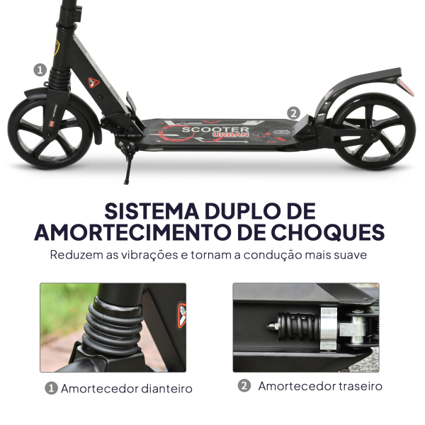 HOMCOM Trotinette dobravel com o guiador ajustável da altura trotinete para adultos e crianças acima de 14 anos carga 100 kg - Image 7