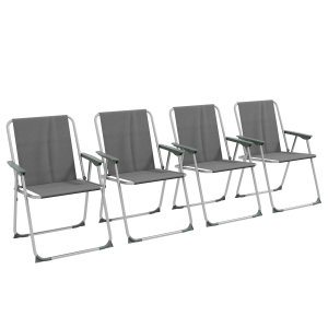 Outsunny Conjunto de 4 Cadeiras de Campismo Dobráveis Acolchoadas em Tela Oxford com Estrutura de Aço 53x54x76 cm Cinza