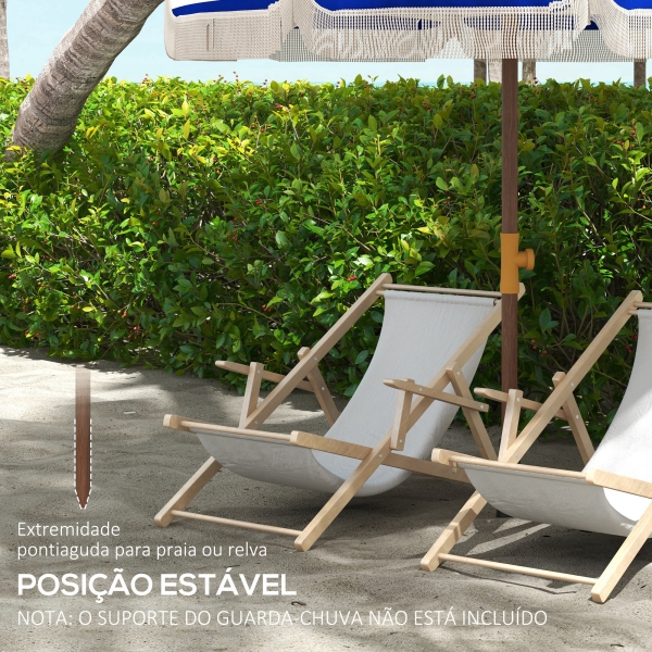 Outsunny Chapéu de Sol de Praia Ø190x210 cm com 8 Varas Abertura Manual Anti-UV Impermeável e Bolsa de Transporte para Jardim Creme - Image 6