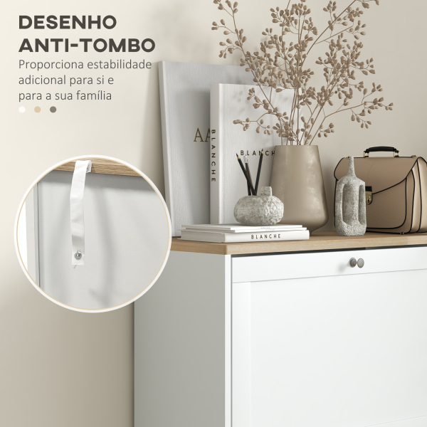 HOMCOM Móvel Sapateira de Entrada com 3 Gavetas Basculantes e Prateleiras Ajustáveis para 18 Pares de Sapatos 60x23,5x115 cm Branco - Image 7