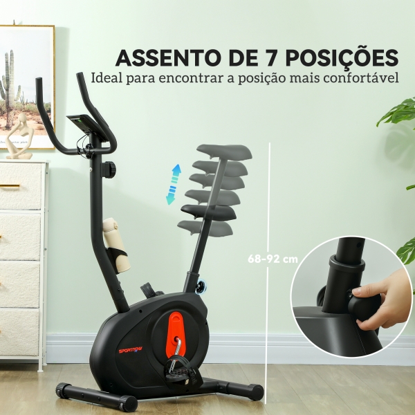 SPORTNOW Bicicleta Estática com 8 Níveis de Resistência Magnética Sensor de Frequência Assento Ajustável Ecrã LCD 88x50,5x131,5 cm Preto - Image 5