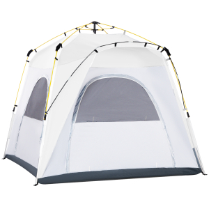 Outsunny Tenda de Campismo para 4 Pessoas Tenda de Campismo Pop UP com 4 Janelas e Bolsa de Transporte 240x240x199 cm Cinza