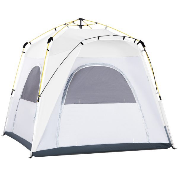 Outsunny Tenda de Campismo para 4 Pessoas Tenda de Campismo Pop UP com 4 Janelas e Bolsa de Transporte 240x240x199 cm Cinza