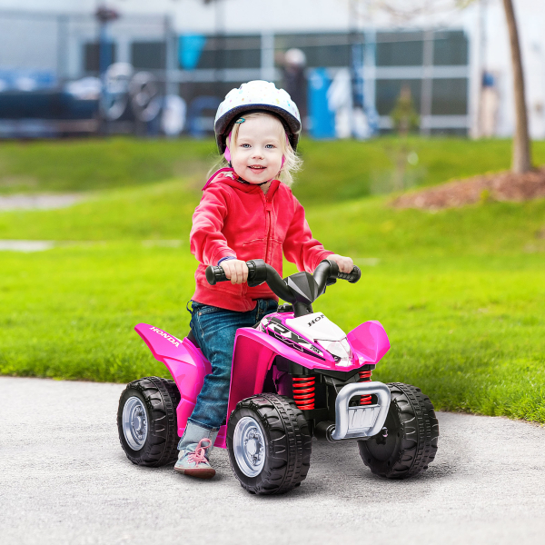 AIYAPLAY Quadriciclo Elétrico HONDA para Crianças de 18-36 Meses Quadriciclo Elétrico Infantil a Bateria 6V com Faróis LED Buzina Velocidade de 2,8km/h e Avance 65,5x35,5x43,5cm Rosa - Image 2