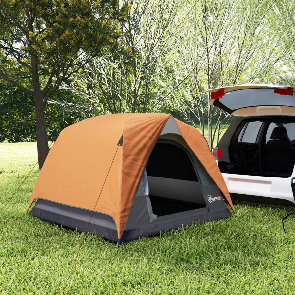 Outsunny Tenda de Campismo para 2-4 Pessoas Dobrável com Bolsa de Transporte 200x200x135 cm Laranja e Cinza - Image 2