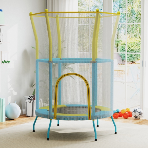 AIYAPLAY Trampolim para Crianças Ø140x190 cm com Rede de Segurança Barras Acolchoadas Carga 45 kg para Interior Multicolor - Image 9