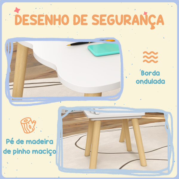 AIYAPLAY Mesa Infantil com 2 Cadeiras com Encosto em Forma de Coroa para Crianças de 3-6 Anos para Sala de Jogos Dormitório Branco - Image 5