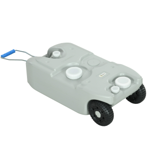 Outsunny Depósito de Água 40 L com Rodas Portátil com Pega Metálica e Torneira para Caravanas Autocaravanas Campismo ao Ar Livre 37x23x80 cm Cinzento