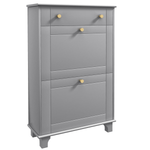 HOMCOM Sapateira Móvel Sapateira Estreita com 2 Portas e 1 Gaveta para 8 Pares de Sapatos 60x23,5x98,5 cm Cinzento