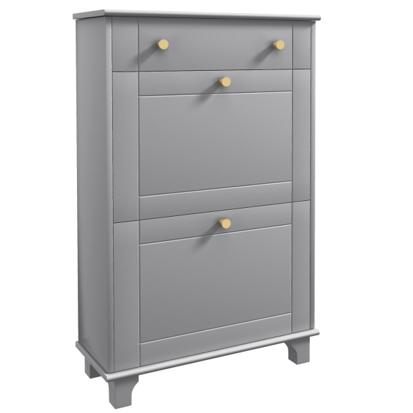 HOMCOM Sapateira Móvel Sapateira Estreita com 2 Portas e 1 Gaveta para 8 Pares de Sapatos 60x23,5x98,5 cm Cinzento