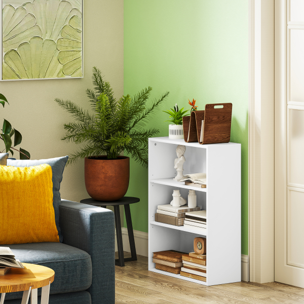 HOMCOM Estante de 3 Níveis Estante para Livros com 2 Prateleiras Ajustáveis para Sala de Estar Escritório Quarto 60x24x80 cm Branco - Image 2