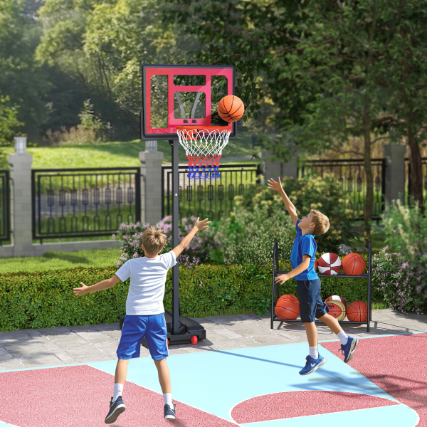 AIYAPLAY Tabela de Basquetebol para Crianças com Altura Ajustável de 200 a 260 cm com Saco de Pesos Vermelho e Preto - Image 2