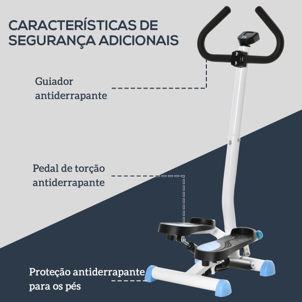 HOMCOM Máquina de Step Stepper Fitness em Casa com Tela LCD Alça e Pedais Antiderrapantes para Ginásio 55x44x108 cm Azul e Branco - Image 8