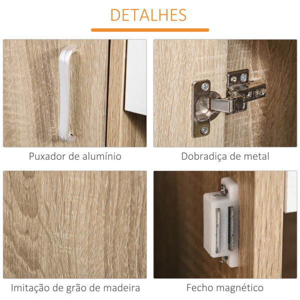 HOMCOM Sapateira de 3 Portas para 18-27 Pares de Sapatos com Gaveta e Armário para Entrada Dormitório 84x30x132 cm Madeira Natural - Image 6