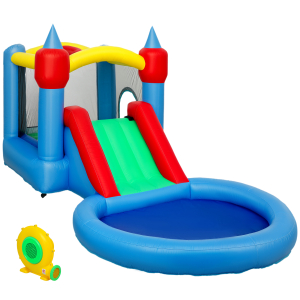 AIYAPLAY Castelo Insuflável 4 em 1 para Crianças com Escorrega Piscina de Bolas Cesto e Saco de Transporte 415x205x190 cm Multicor