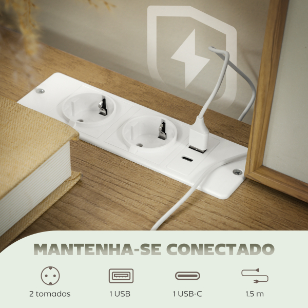 HOMCOM Cómoda com 8 Gavetas Estofada em Borreguito com Estação de Carga Porta USB Tipo-C e Estrutura de Aço 110x30x76 cm Cinzento - Image 4