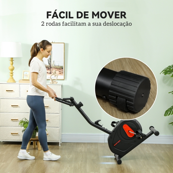 SPORTNOW Bicicleta Estática com 8 Níveis de Resistência Magnética Sensor de Frequência Assento Ajustável Ecrã LCD 88x50,5x131,5 cm Preto - Image 7