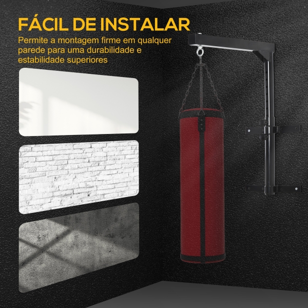 HOMCOM Suporte para Saco de Boxe Regulável Suporte para Boxe de Parede Carga Máxima 100kg 60-88x40x63 cm Preto - Image 4