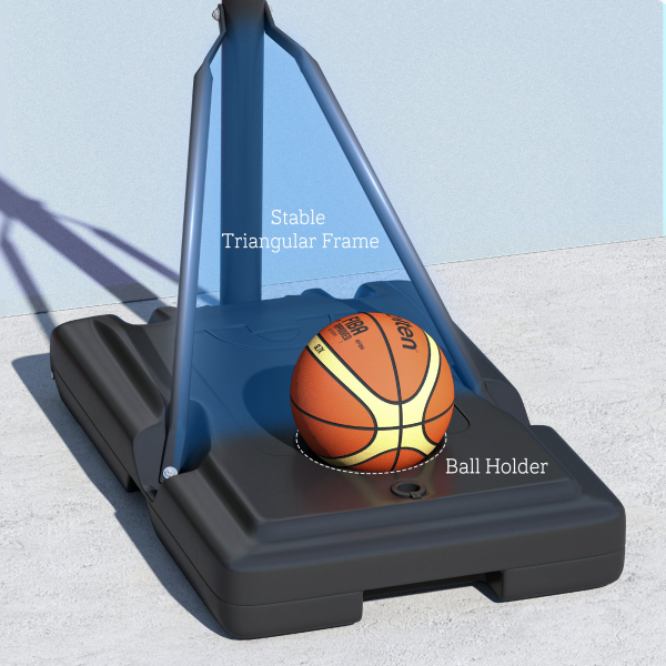SPORTNOW Tabela de Basquetebol de Exterior com Altura Ajustável Suporte Rodas Base Recarregável e Bolsa de Peso 90x60x305 cm Preto - Image 9