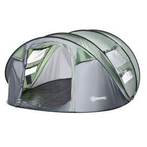 Outsunny Tenda de Campismo Pop-up para 4-5 Pessoas Tenda de Campismo com Janelas Impermeável Anti-UV 263,5x220x123 cm Verde e Cinza