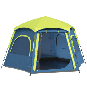 Outsunny Tenda de Campismo para 2-4 Pessoas Dobrável com Fácil Instalação e Bolsa de Transporte 280x240x155 cm Azul e Verde