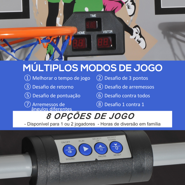 HOMCOM Conjunto de tabelas de Basquetebol Dobráveis e Portáteis de aço Cor Preto e Branco 205x110x205 cm - Image 4