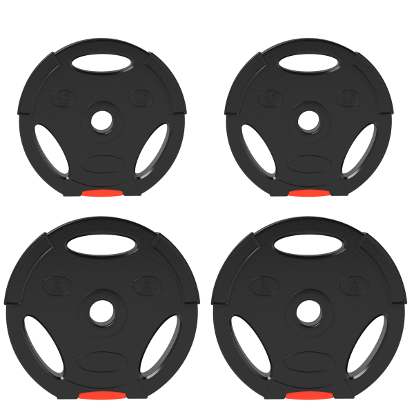 SPORTNOW Conjunto de Discos de Pesos de 4 Peças 2x5 kg e 2x2,5 kg com Orifícios de 2,5 cm para Treino Fitness Preto