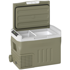 Outsunny Geleira Portátil Elétrica 30L Geleira de Carro -20℃ a +20℃ 12V/24V com Rodas Compressor e Ecrã LED 61x39x41,5 cm Verde