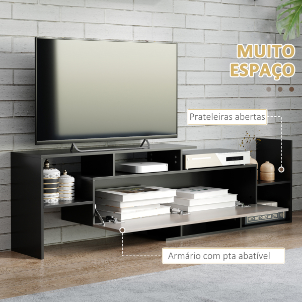HOMCOM Móvel de TV Moderno Móvel para Televisores 153,6x25x42cm e Prateleira de Parede 150x14,5x16,3 cm Preto - Image 5