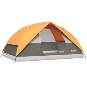 Outsunny Tenda de Campismo para 2-4 Pessoas Dobrável com Bolsa de Transporte Fácil Instalação 205x275x135 cm Laranja e Cinza