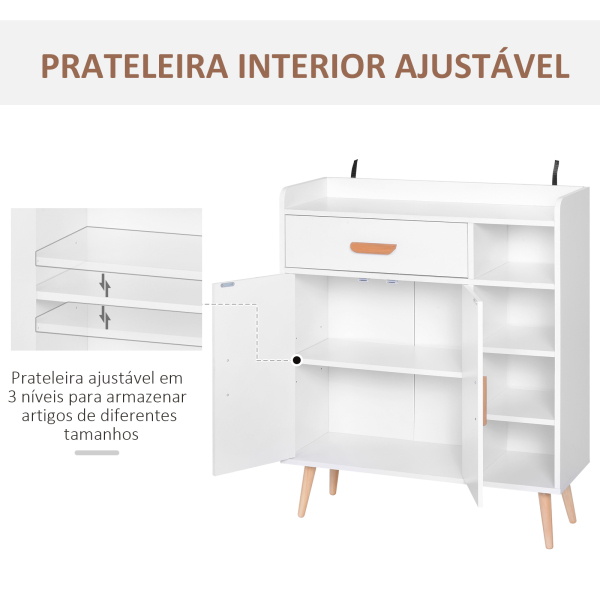 HOMCOM Aparador multiuso para cozinha sala de jantar  80x29,5x96cm Branco - Image 7