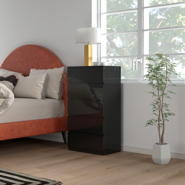 HOMCOM Cómoda com 5 Gavetas de Madeira Cómoda de Dormitório Cómoda Branca para Sala de Estar Estilo Moderno 55x34x100 cm Preto - Image 7