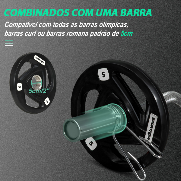 SPORTNOW Conjunto de 2 Discos de Pesos Olimpicos 5kg Ferro Fundido Placas de Peso com Orifício de 5cm Ø24x3,5 cm Preto - Image 5