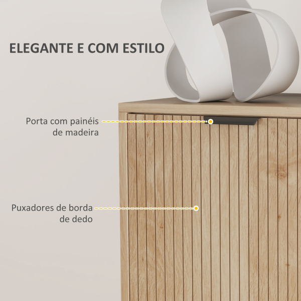 HOMCOM Aparador de Sala de Estar com Prateleira Ajustável Sistema Anti-Tombo e Pés de Madeira de Pinho 78x40x77,5 cm Carvalho - Image 6