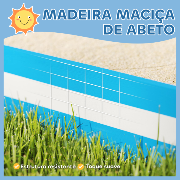 AIYAPLAY Caixa de Areia para Crianças acima de 3 Anos Quadrada com 4 Assentos para Exterior 133x133x16 cm Azul e Branco - Image 6
