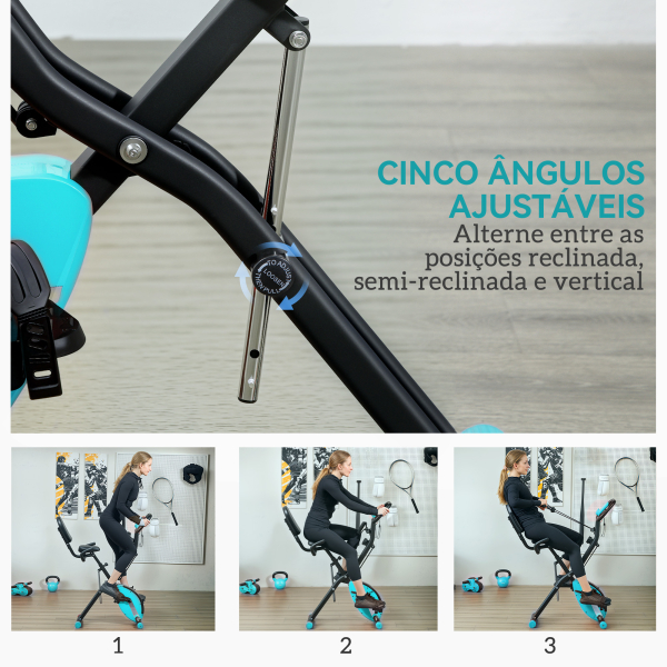 SPORTNOW Bicicleta Estática Dobrável com Resistência Magnética de 8 Níveis Encosto Volante Ecrã LCD e Banda de Resistência 43x97x109 cm Verde - Image 4