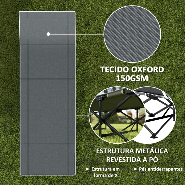 Outsunny Cama Dobrável para Campismo Portátil com Apoio para Cabeça Colchão Amovível e Bolsa de Transporte 196x68x37 cm Preto - Image 6